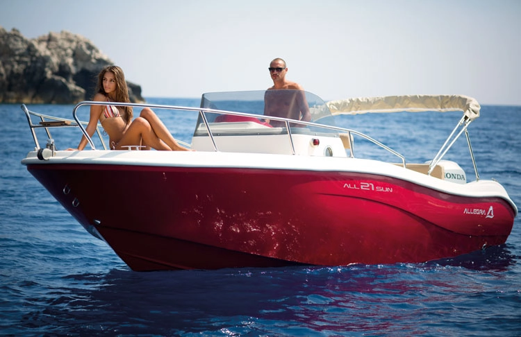 Relaxing on the bow of the Allegra 21 while cruising along the Amalfi Coast
