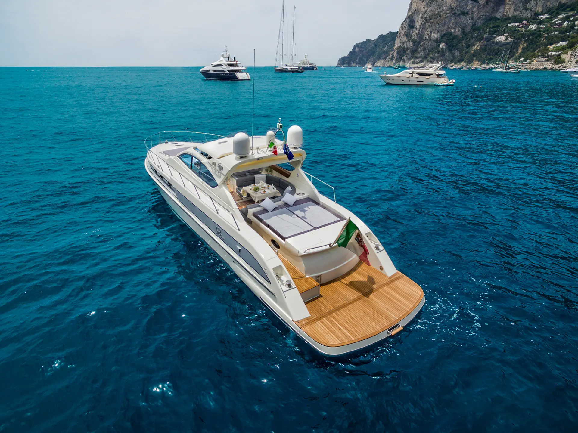 Stern view of the Conam 58 during a private boat tour