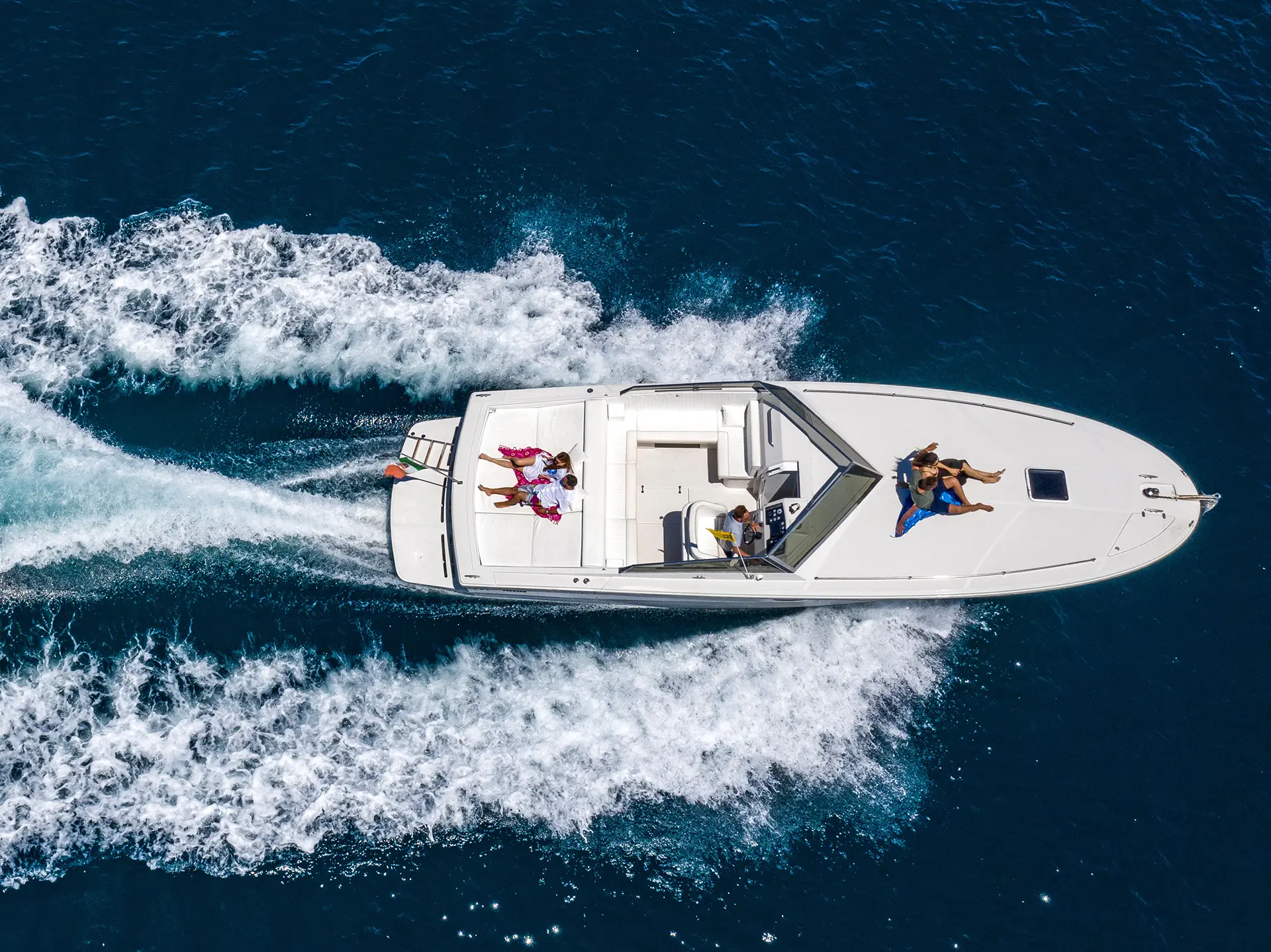 Relaxing on Tornado 38 while cruising along the Amalfi Coast