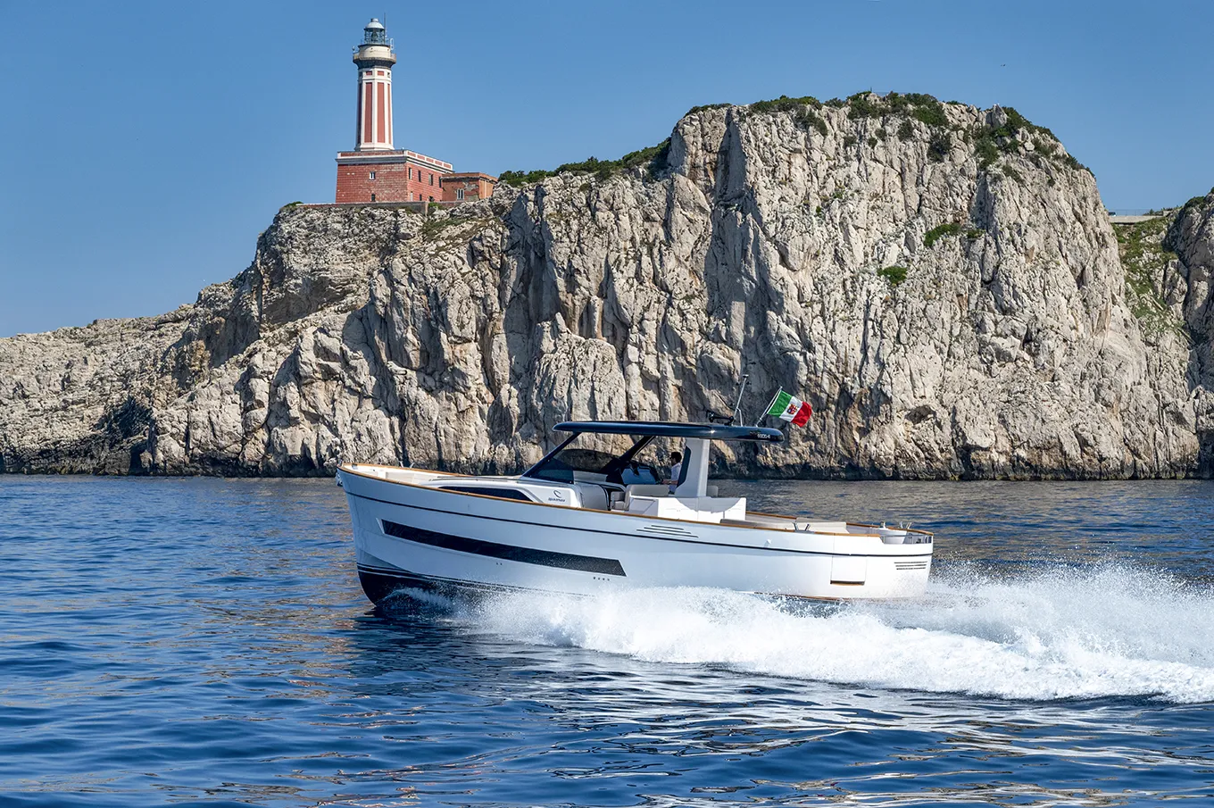Faro di Punta Carena of Capri viewed from a private cruise