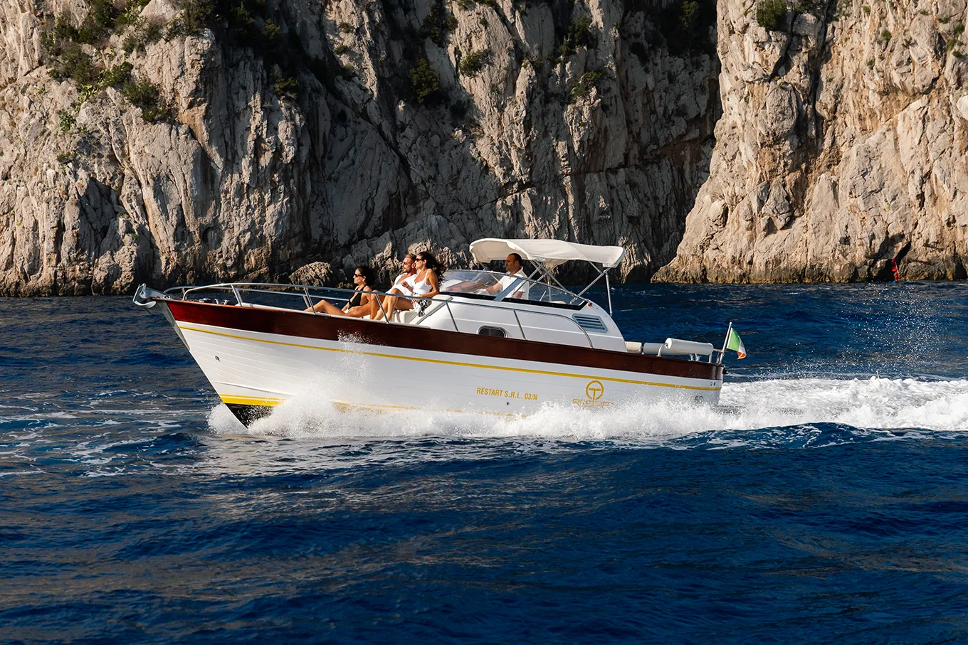 Family vacation on a private boat rental along the Amalfi Coast