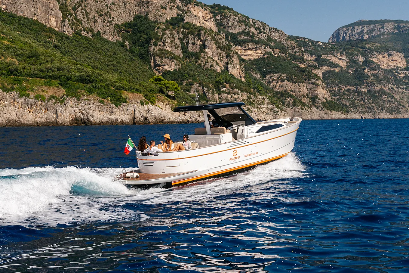 Private boat tour into the crystal-clear waters of the Amalfi Coast