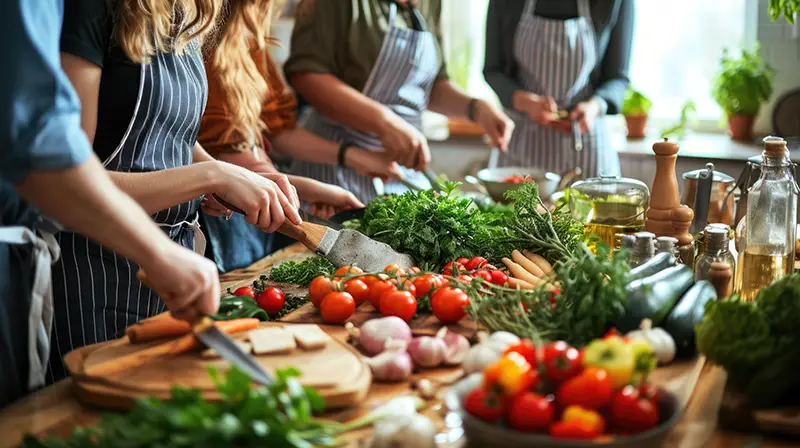 Cooking Class con diverse persone in cucina