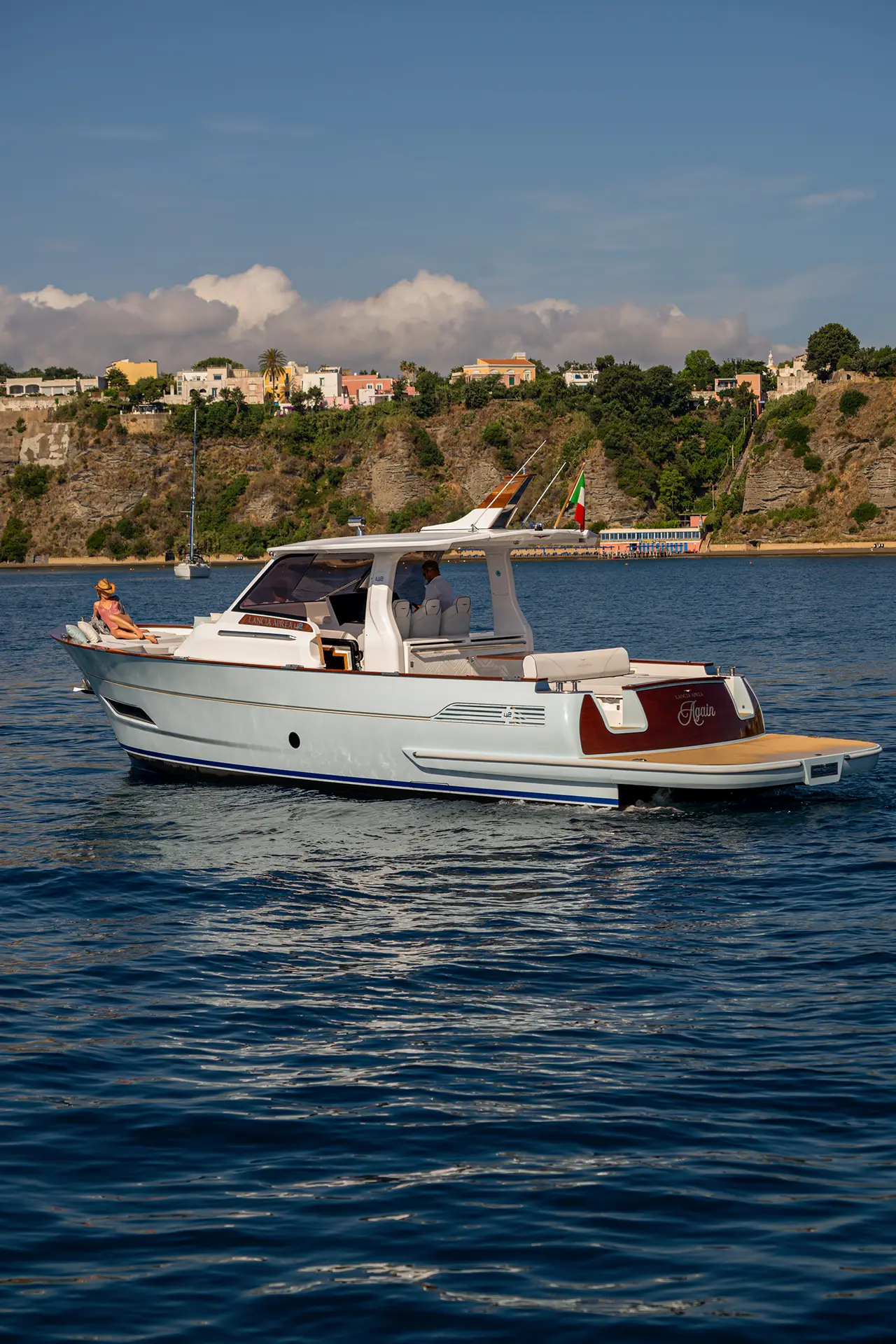 Guests aboard the Lancia 42 during a private boat excursion