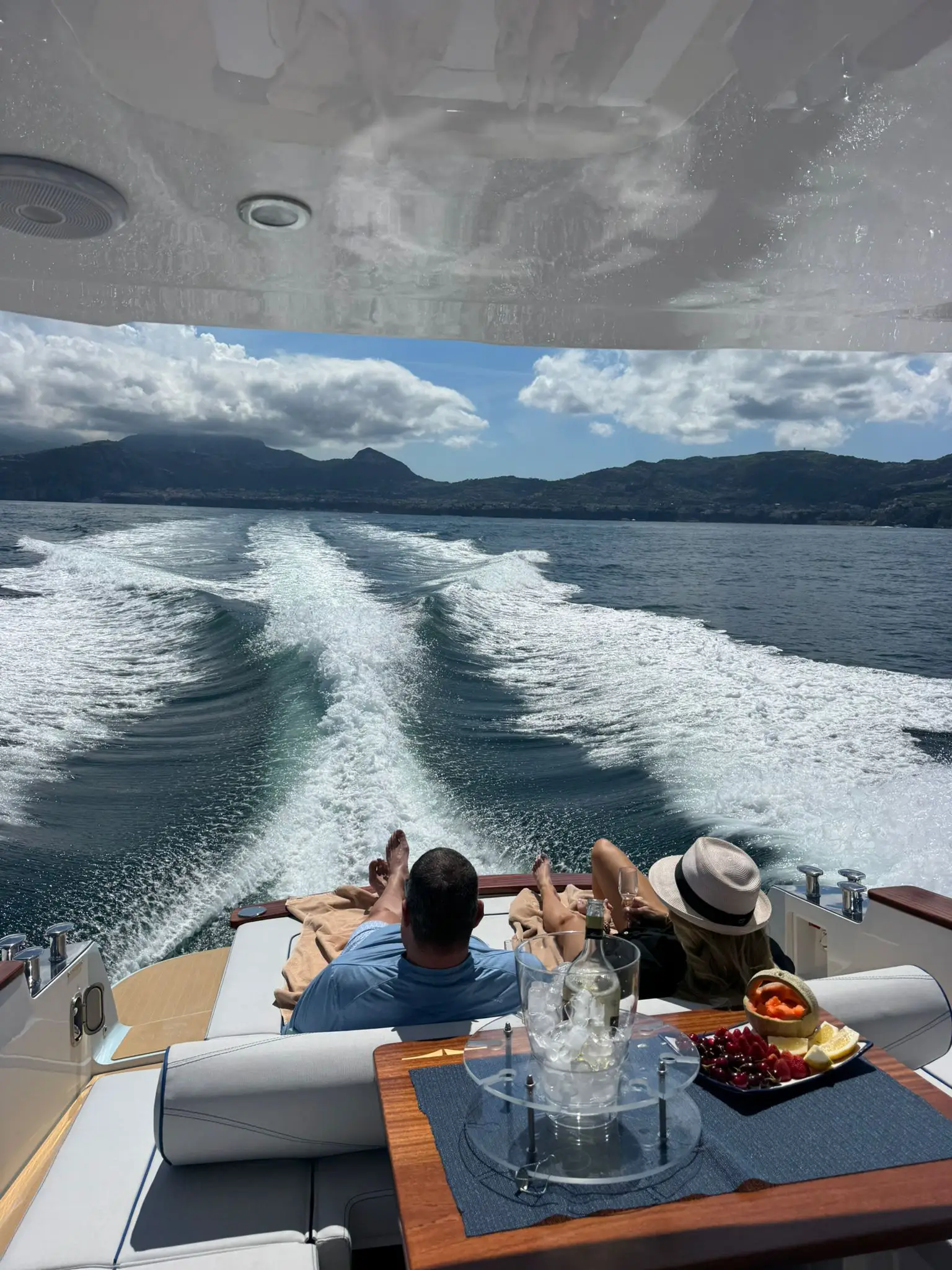 Guests aboard the Lancia 42 during a private boat excursion
